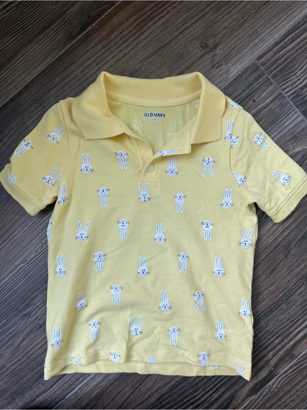 Old Navy Yellow Polo with White Bunny Motif